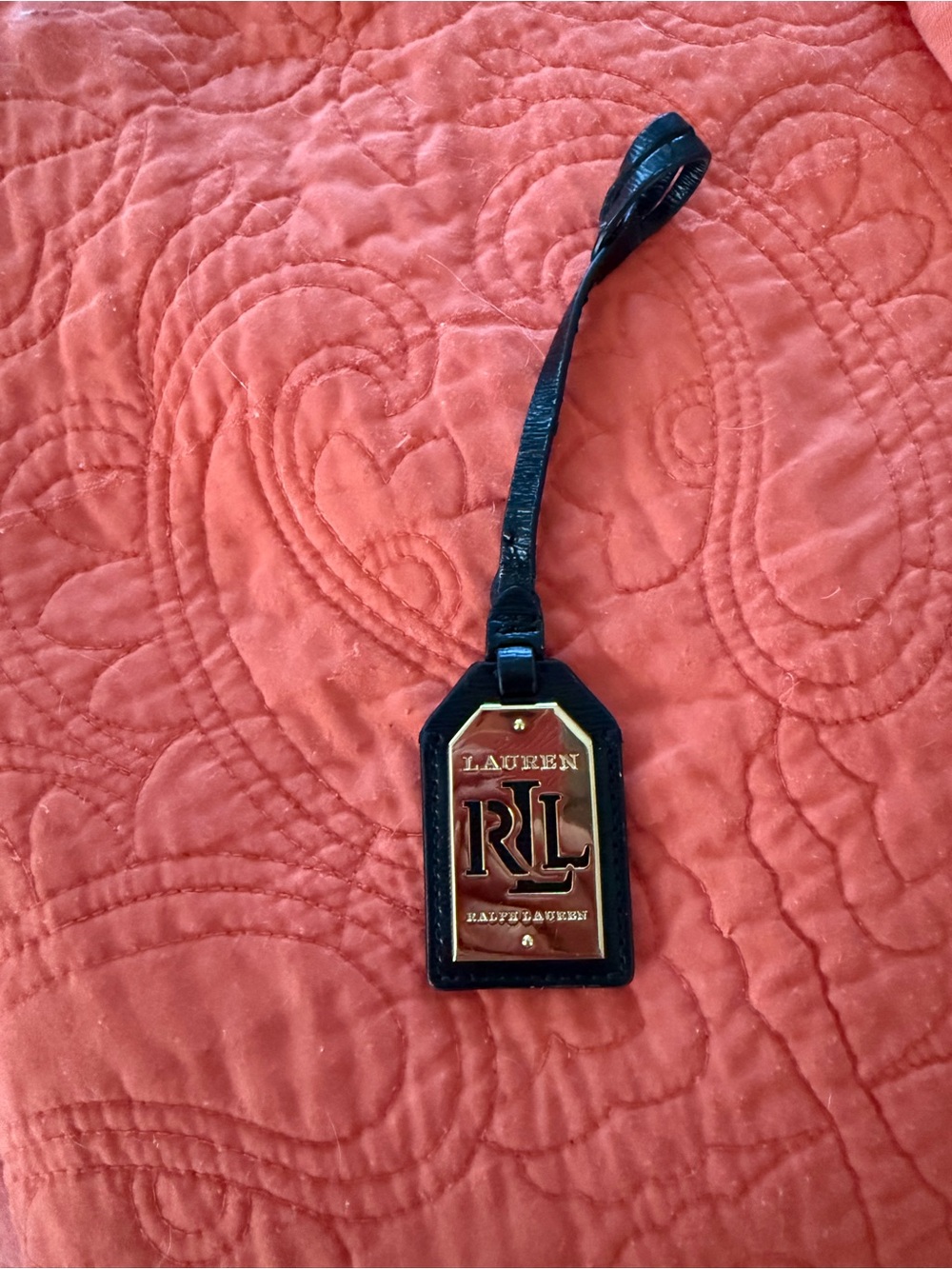Lauren Ralph Lauren Bag Purse Charm Gold Tone Plaque Handbag Tag